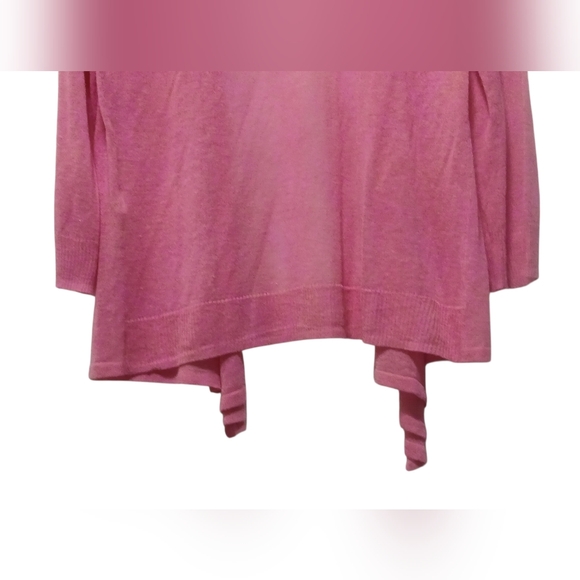 Chico's - Pink Cardigan Sweater, Open Front, Long Sleeve, 55% Ramie, 45% Rayon - Picture 9 of 10